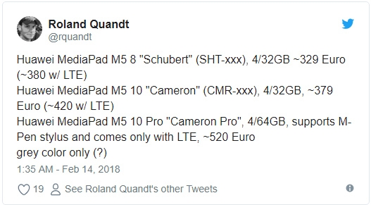 Фото - Рассекречены модификации и цены планшета Huawei MediaPad M5″