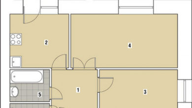 Фото - Перепланировка Двухкомнатная квартира общей площадью 47,2м2: Лед, пламень и волна в доме