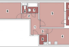 Фото - Перепланировка Двухкомнатная квартира общей площадью 59,7 м2: Между Востоком и Западом в доме