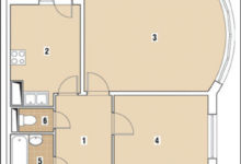 Фото - Перепланировка Двухкомнатная квартира общей площадью 60,7 м2: Там, за облаками… в доме