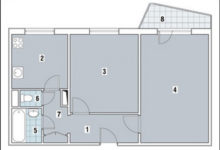 Фото - Перепланировка Двухкомнатная квартира в доме серии 111-90: Совершенство круга в доме 111-90