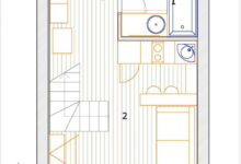 Фото - Перепланировка Двухуровневая маленькая студия площадью 31 кв. м для сдачи в аренду в доме ЖК KleinHouse