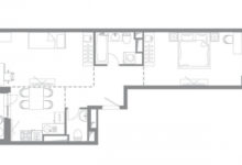 Фото - Перепланировка Нетипичная квартира для женщины: интерьер с черными акцентами, камнем и фактурой дерева в доме ЖК «Ясный»
