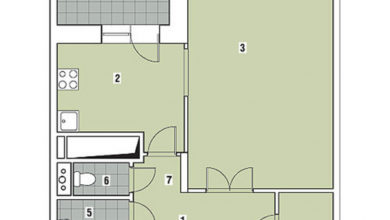 Фото - Перепланировка Однокомнатная квартира общей площадью 48,3м2: Пластика пространства в доме