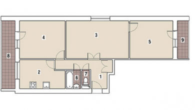Фото - Перепланировка Трехкомнатная квартира общей площадью 58,3 м2: Кают-компания в детской в доме И-209 (А)