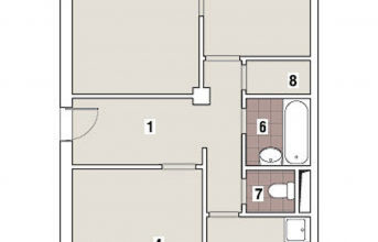 Фото - Перепланировка Трехкомнатная квартира общей площадью 58м2: Нестареющая классика в доме