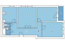 Фото - Перепланировка Трехкомнатная квартира в доме серии ГМС-3: Бунгало в мегаполисе в доме ГМС-3