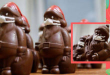 Фото - Шоколадные Санты получают от кондитера защитные маски