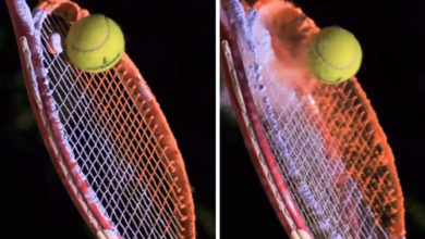 Фото - Видеоролик с теннисной ракеткой, покрытой порошком, получился завораживающим