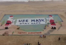 Фото - Картина на песке посвящена не только праздникам, но и важности ношения масок
