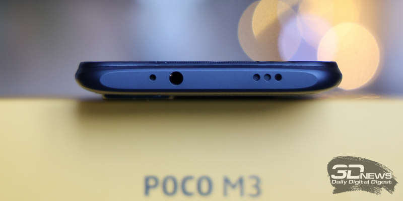 Xiaomi POCO M3, верхняя грань: динамик, ИК-порт, мини-джек, микрофона