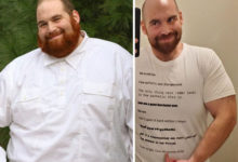 Фото - Похудевший мужчина использовал оскорбительные отзывы для дизайна футболки