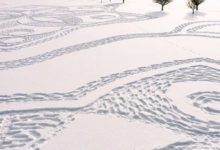 Фото - Добровольцы в снегоступах вытоптали на гольф-поле узор