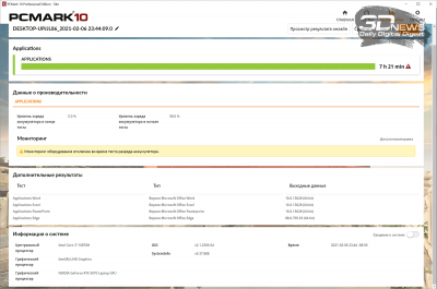 PCMark’10 «Applications» (7 ч 21 мин)