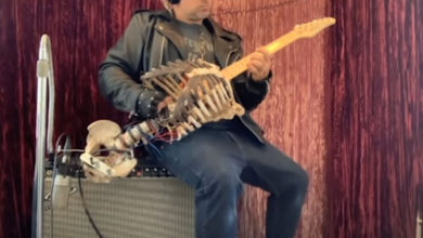 Фото - Скелет покойного дяди превратился в удивительную и жутковатую гитару