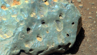 Фото - Марсоход Perseverance нашёл на Красной планете зелёный камень с дырками, как в сыре