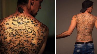 Фото - На спине рекордсмена имеется самое большое количество татуировок-автографов