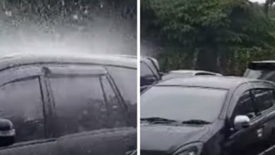 Фото - Из всех автомобилей на парковке только один оказался под дождём