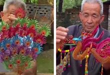 Фото - Пожилой художник использует проволоку для создания сувениров