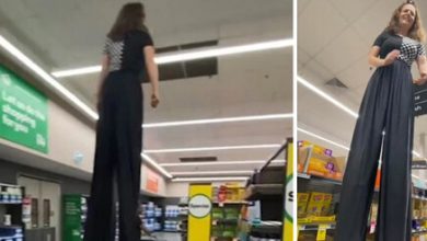 Фото - Трюкачка, разгуливающая по супермаркету на ходулях, вызвала неоднозначную реакцию