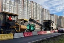 Фото - Завершена укладка асфальта на Богатырском проспекте в Петербурге