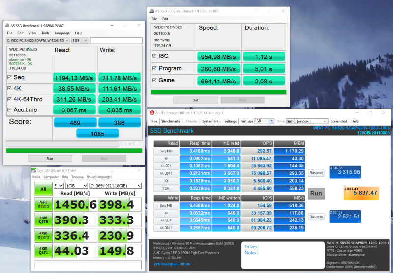 WDC PC SN520 SDAPNUW-128G-1006