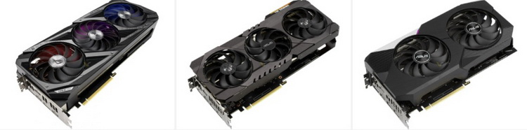 Слева направо: ASUS GeForce RTX 3070 ROG Strix, TUF Gaming и DUAL