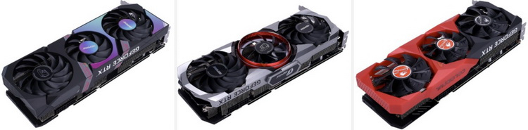 Слева направо: Colorful GeForce RTX 3070 Ultra, Advanced и BattleAx