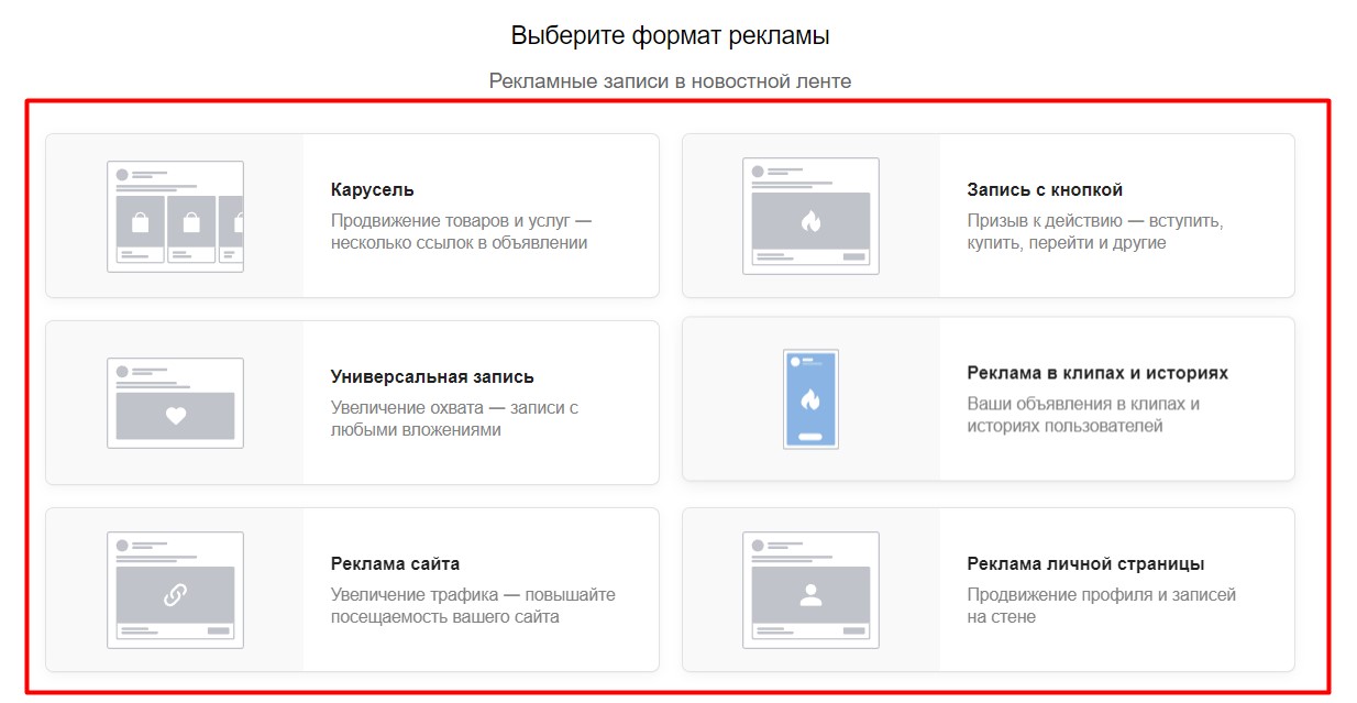 Выбор рекламного формата